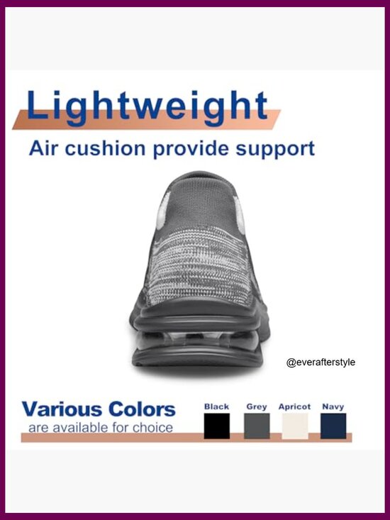 Lightweight Slip On Athletic Shoes with Breathable Woven Fabric and Air Cushion main image 3